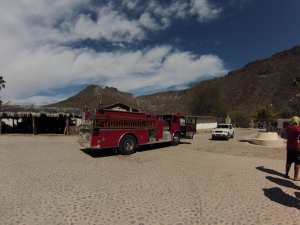Fire truck from Loreto after the fire was out (San Javier has no fire fighting resources)
